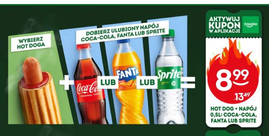 Zestaw Hot Dog + napój Coca-Cola, Fanta lub Sprite