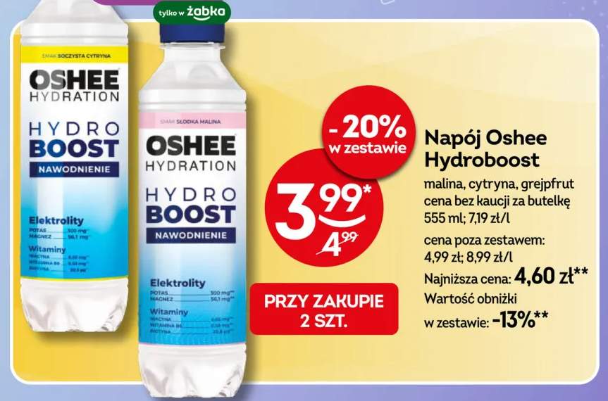 Napój Oshee Hydro Boost malina +1 wariant