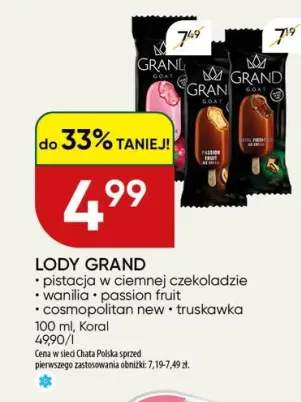 Lody Grand pistacja w ciemnej czekoladzie +4 warianty