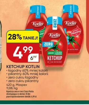 Ketchup łagodny 60% mniej kalorii Kotlin +3 warianty