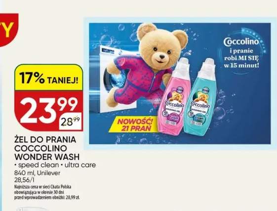 Żel do prania Coccolino Wonder Wash Speed Clean +1 wariant