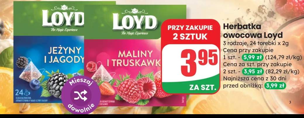 Herbatka owocowa Maliny i Truskawki Loyd