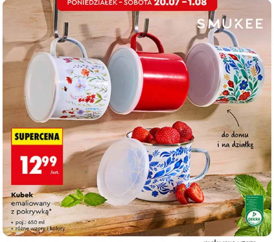 Kubek emaliowany z pokrywką Smukee 650 ml