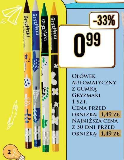 Ołówek automatyczny z gumką GryzMaki