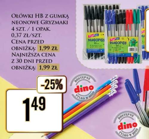 Ołówki HB z gumką neonowe Gryzmaki