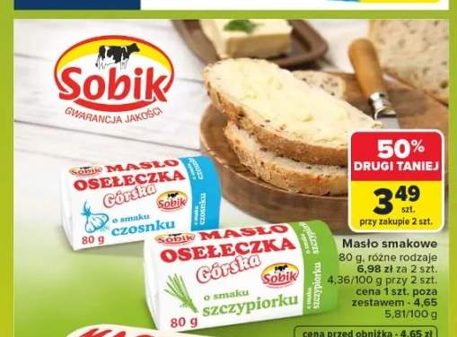 Masło smakowe Sobik Osełeczka Górska o smaku czosnku +1 wariant