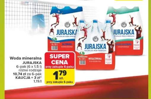 Woda mineralna Jurajska gazowana 6-pak +2 warianty