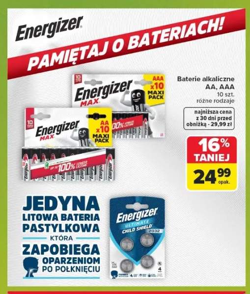 Baterie alkaliczne AAA Energizer Max 10-pak +1 wariant