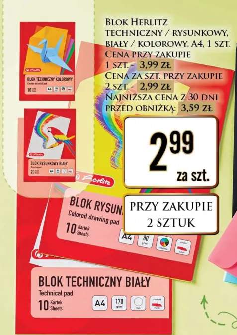 Blok rysunkowy kolorowy Herlitz A4 +1 wariant