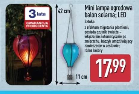 Mini lampa ogrodowa balon solarna LED