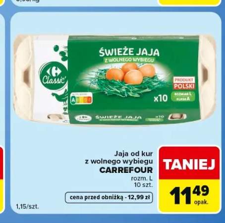 Jaja od kur z wolnego wybiegu Carrefour Classic