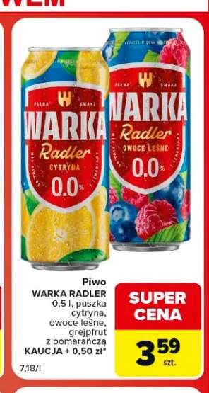 Piwo bezalkoholowe Warka Radler Grejpfrut z Pomarańczą +1 wariant