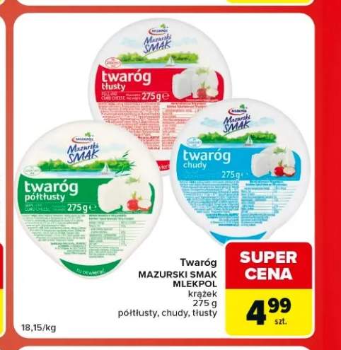 Twaróg Mazurski Smak Mlekpol tłusty +2 warianty