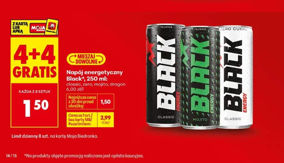 Napój energetyczny Black Classic +3 warianty