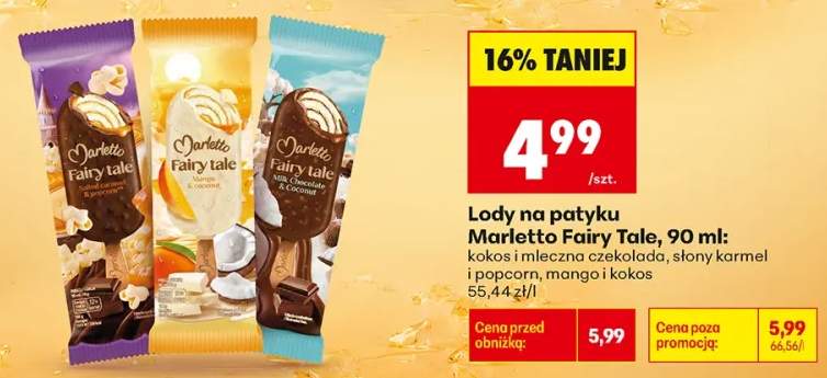 Lody na patyku Marletto Fairy Tale kokos i mleczna czekolada +2 warianty