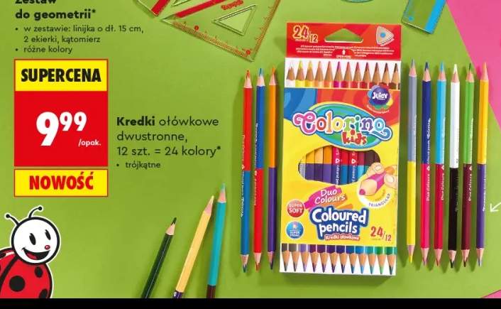Kredki ołówkowe dwustronne Colorino Kids 12-pak