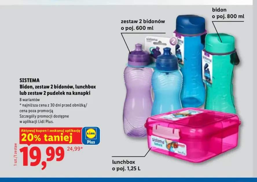Zestaw 2 bidonów Sistema +2 warianty
