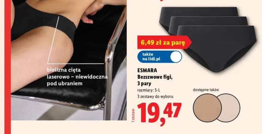 Bezszwowe figi Esmara 3-pak