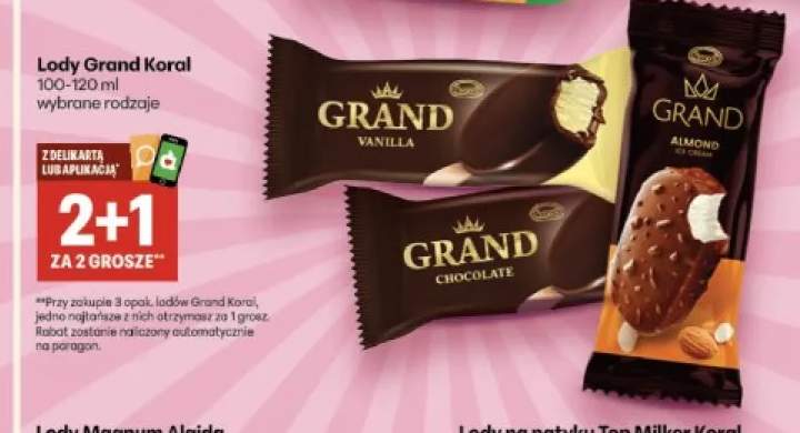 Lody na patyku Grand Vanilla Koral +2 warianty