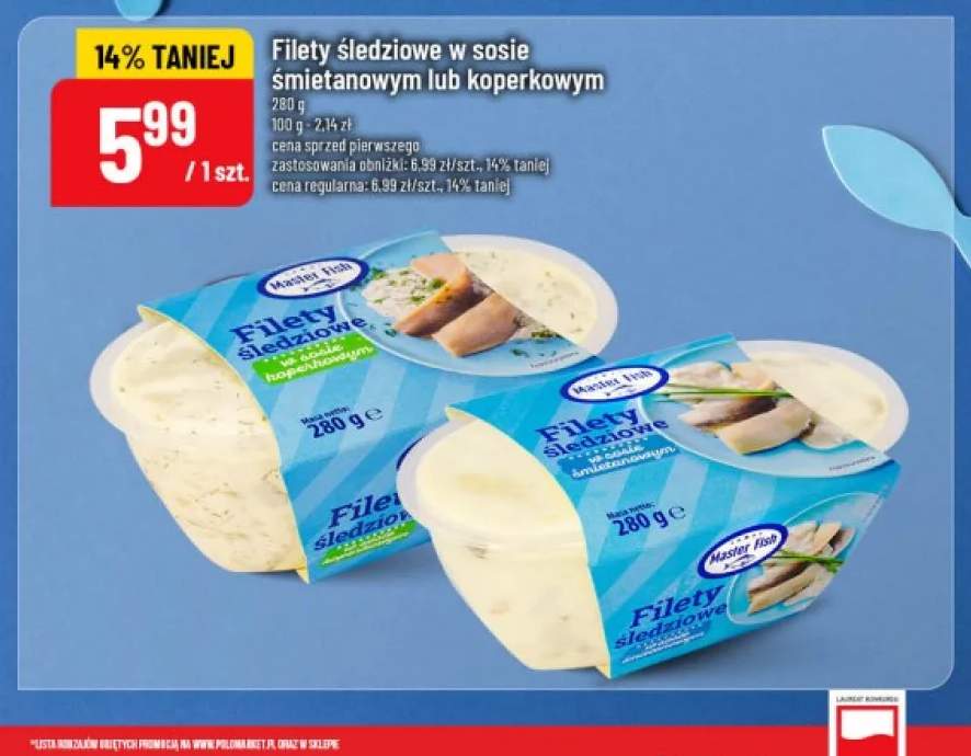 Filety śledziowe w sosie koperkowym Master Fish +1 wariant