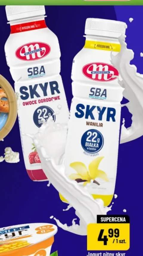 Jogurt pitny skyr typu islandzkiego Mlekovita SBA Skyr owoce ogrodowe +1 wariant