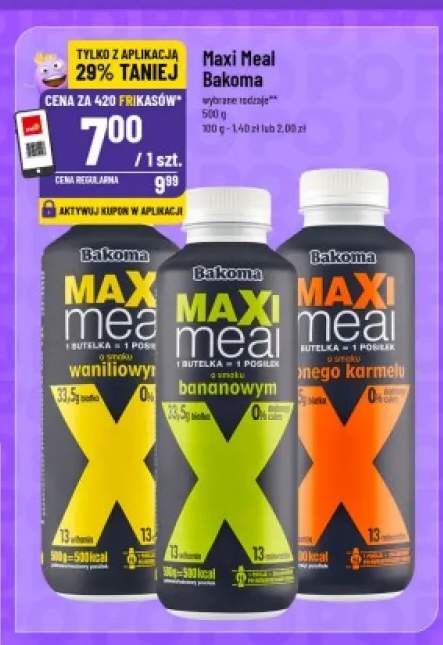 Napój mleczny o smaku waniliowym Bakoma Maxi Meal +2 warianty