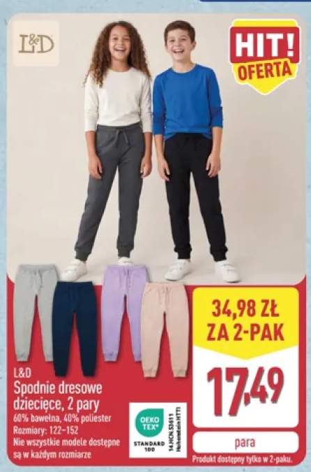 Spodnie dresowe dziecięce L&D 2-pak