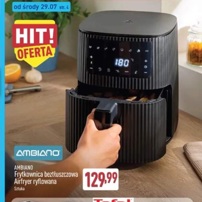 Frytkownica beztłuszczowa Airfryer ryflowana AMBIANO