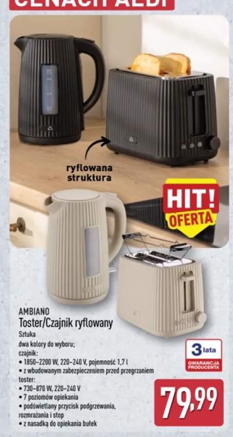 Toster Ambiano ryflowany +1 wariant