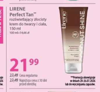 Krem do twarzy i ciała rozświetlający złocisty Lirene Perfect Tan