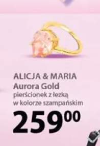 Pierścionek ALICJA & MARIA Aurora Gold z łezką w kolorze szampańskim