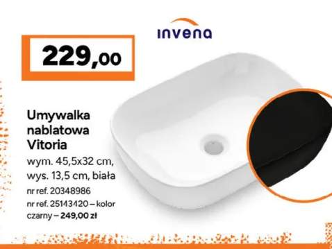 Umywalka nablatowa Invena Vitoria biała +1 wariant