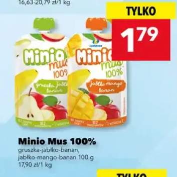 Mus 100% gruszka jabłko banan Minio