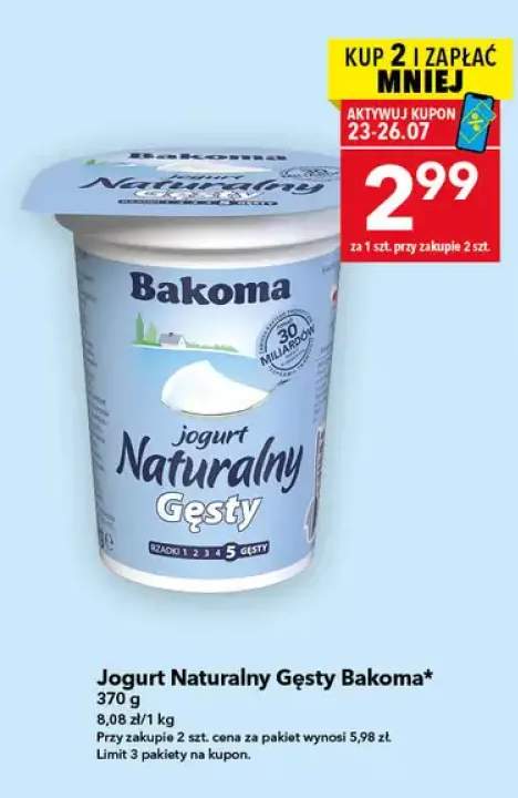 Jogurt naturalny gęsty Bakoma