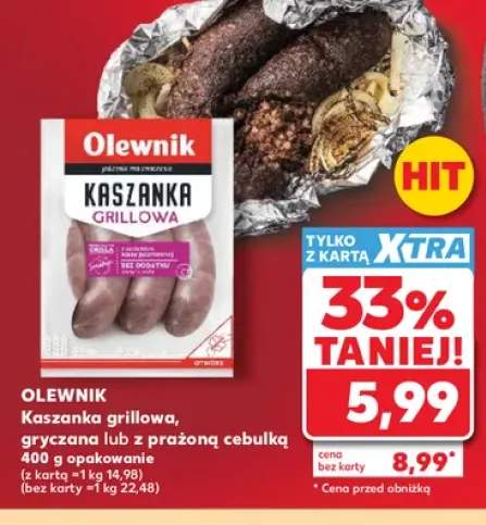 Kaszanka grillowa z prażoną cebulką Olewnik +1 wariant