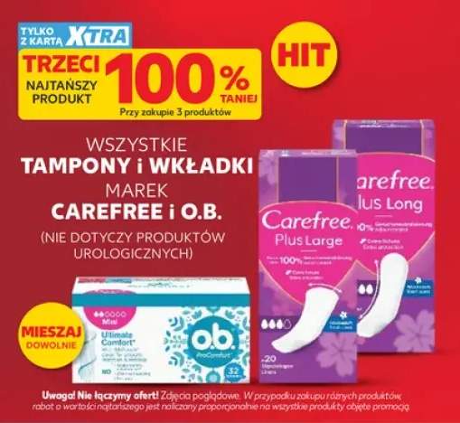 Tampony i wkładki higieniczne Carefree i o.b. +4 warianty