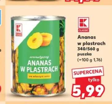 Ananas w puszce w plastrach K-Classic