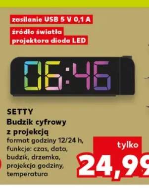 Budzik cyfrowy z projekcją Setty