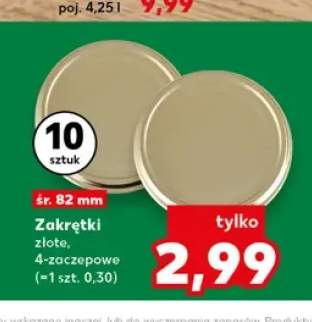 Zakrętki złote 4-zaczepowe 10-pak śr. 82 mm