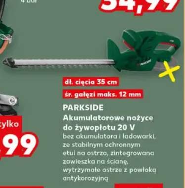 Akumulatorowe nożyce do żywopłotu 20V Parkside