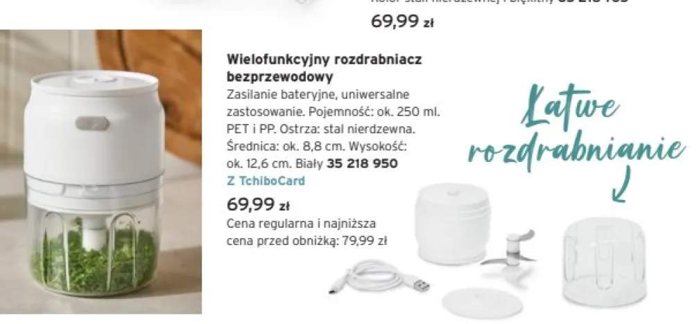 Wielofunkcyjny rozdrabniacz bezprzewodowy Tchibo