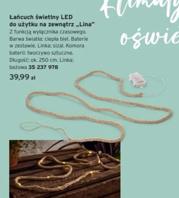 Łańcuch świetlny LED do użytku na zewnątrz Lina
