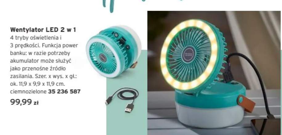 Wentylator LED 2 w 1