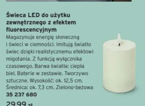 Świeca LED do użytku zewnętrznego z efektem fluorescencyjnym