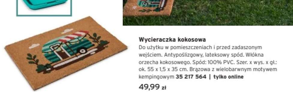Wycieraczka kokosowa ok. 55x1,5x35 cm