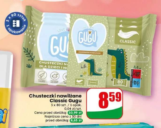 Chusteczki nawilżane Gugu Classic 3-pak