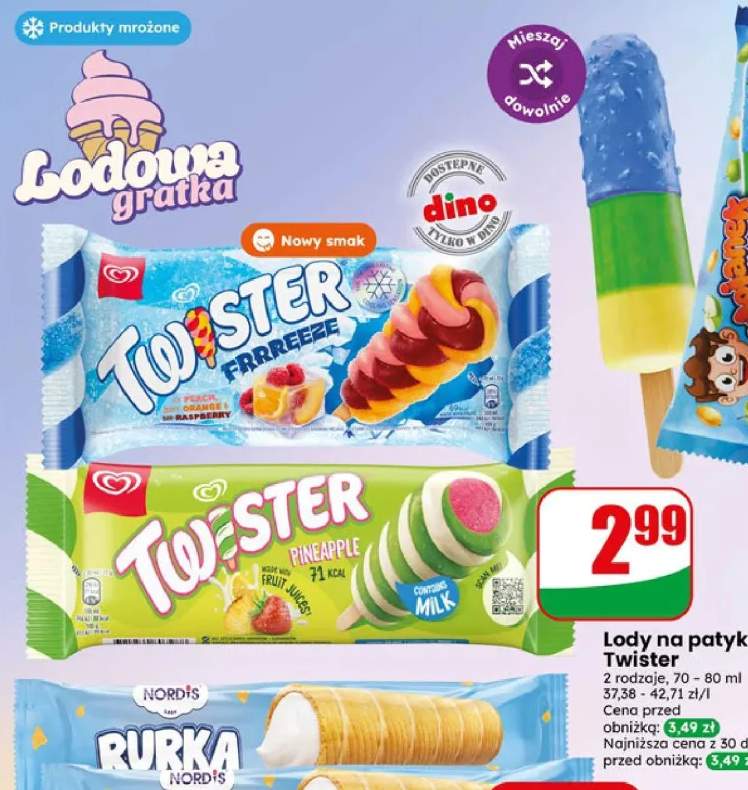 Lody na patyku Twister Frrreeze Algida +1 wariant