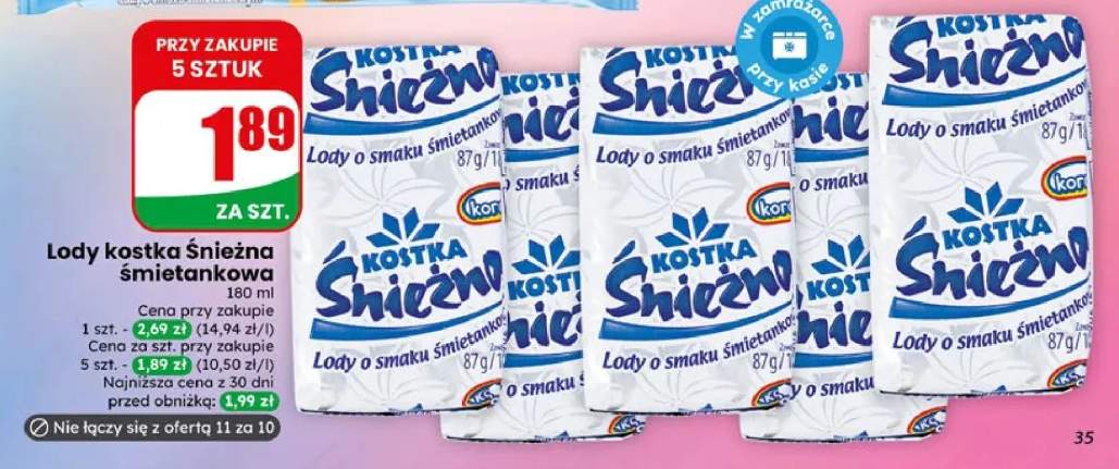 Lody kostka Śnieżna śmietankowa Koral