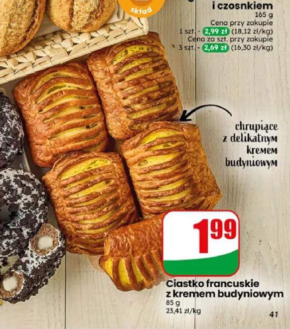 Ciastko francuskie z kremem budyniowym