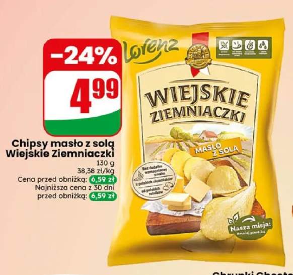 Chipsy masło z solą Wiejskie Ziemniaczki Lorenz